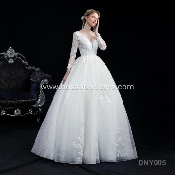 New European and American Women&#039;s Long Sleeve One Shoulder Bridal wedding dress sale